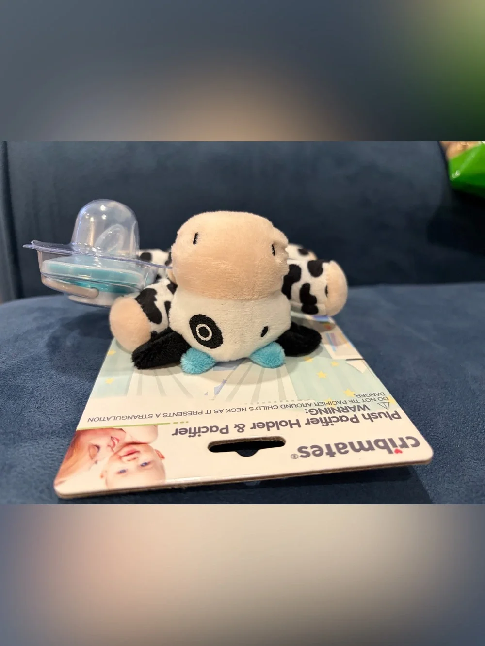 Cribmates Plush Cow Pacifier Holder W/Pacifier